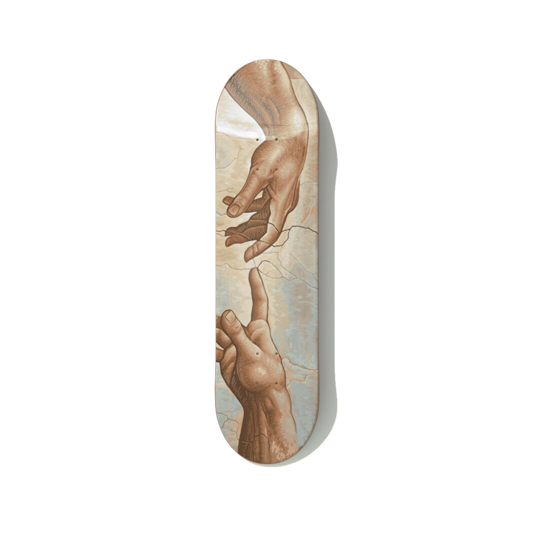Michelangelo Creation of Adam skateboard wall art on Canadian maple — DeckArts Berlin