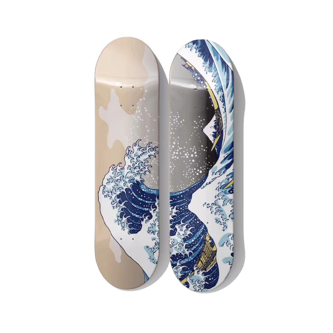 Skateboard wall art for a tween's room 2026 DeckArts Berlin cool not babyish tough and safe for an active kid art they won't outgrow wipe-clean for sticky fingers Great Wave lucky cat Starry Night