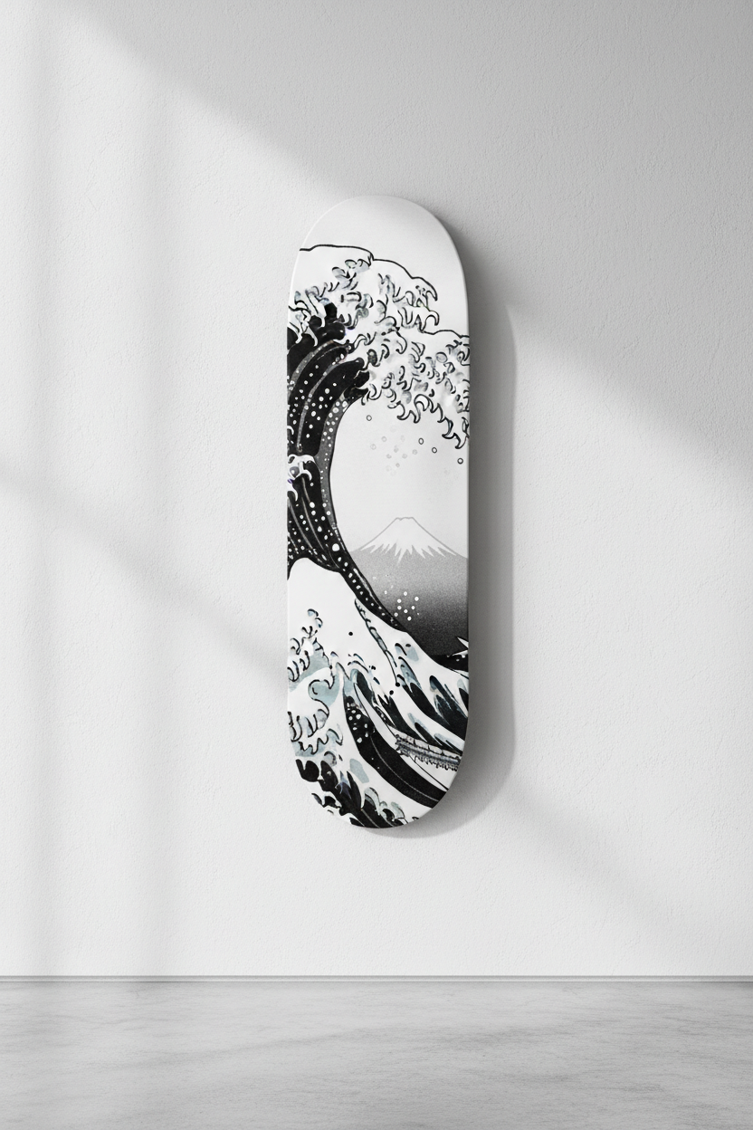 Hokusai's Great Wave as Skateboard Wall Art