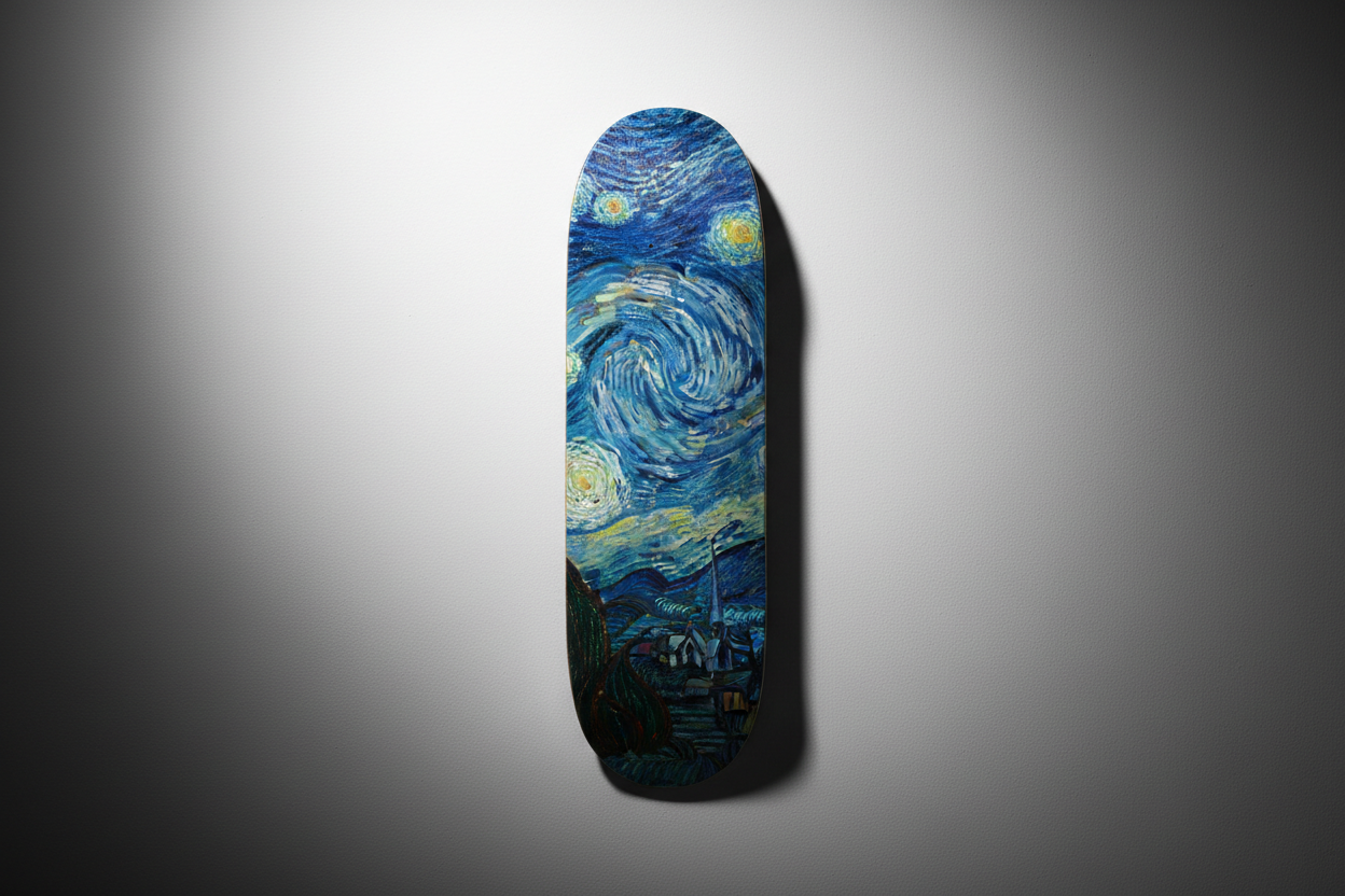Van Gogh's Starry Night as Skateboard Wall Art