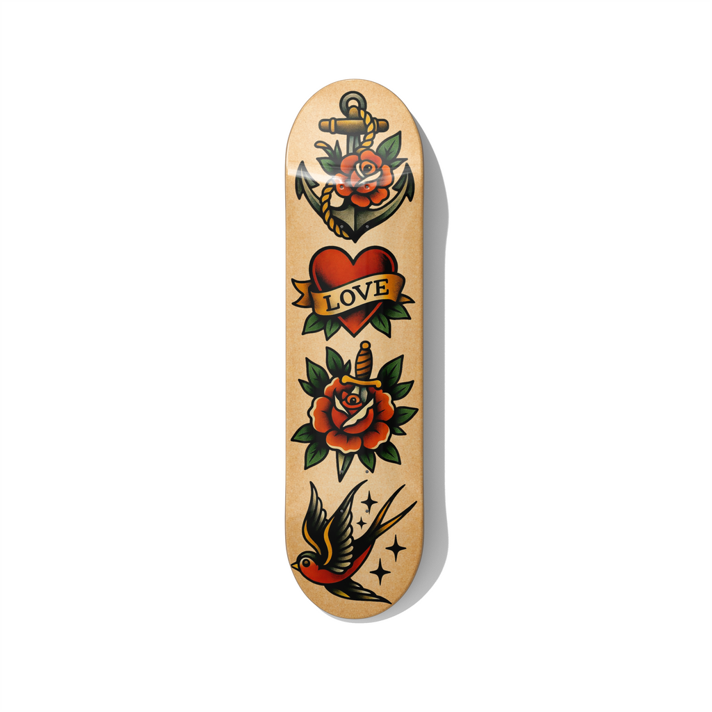 Skateboard Wall Art – Old School Tattoo Flash Love Anchor Art Deck