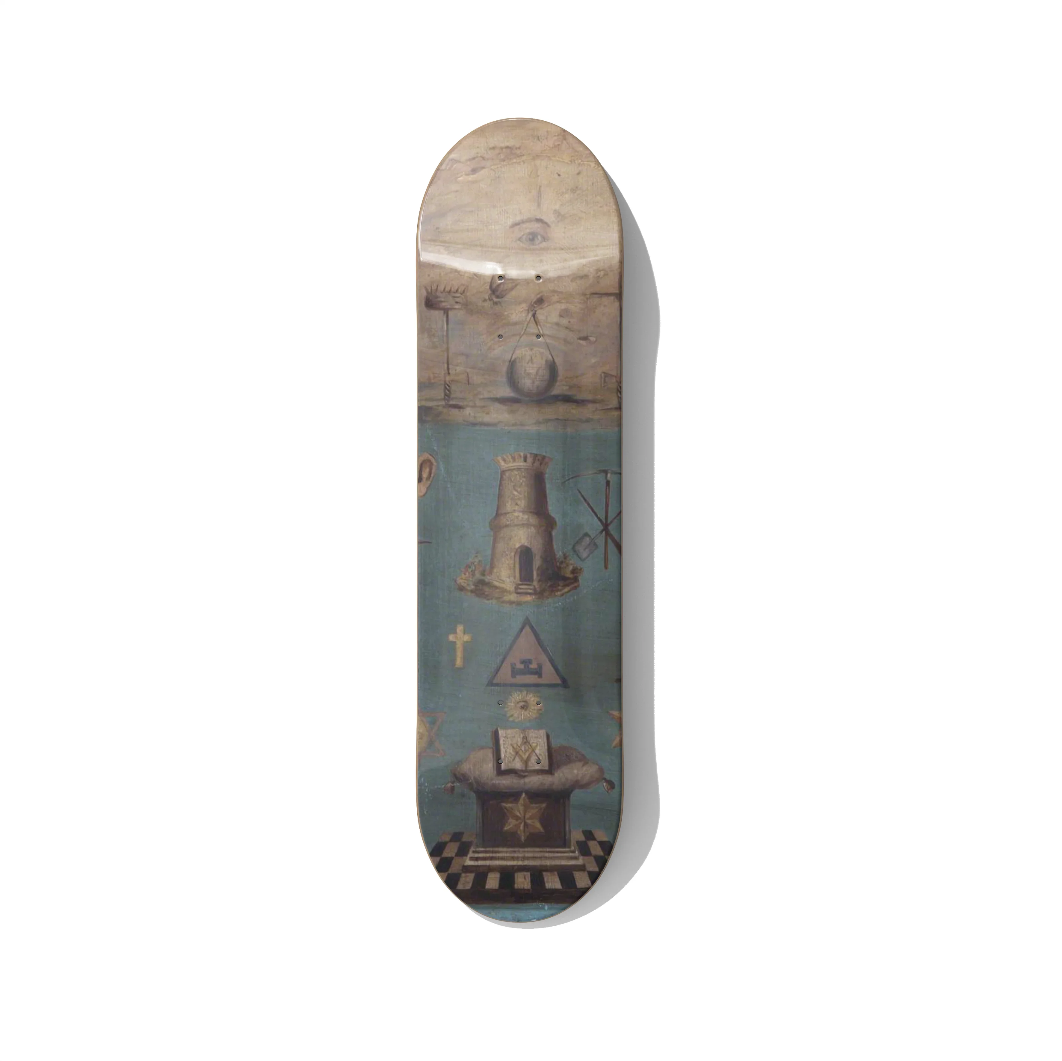 Masonic Symbols Skateboard Deck Wall Art - Premium Canadian Maple.