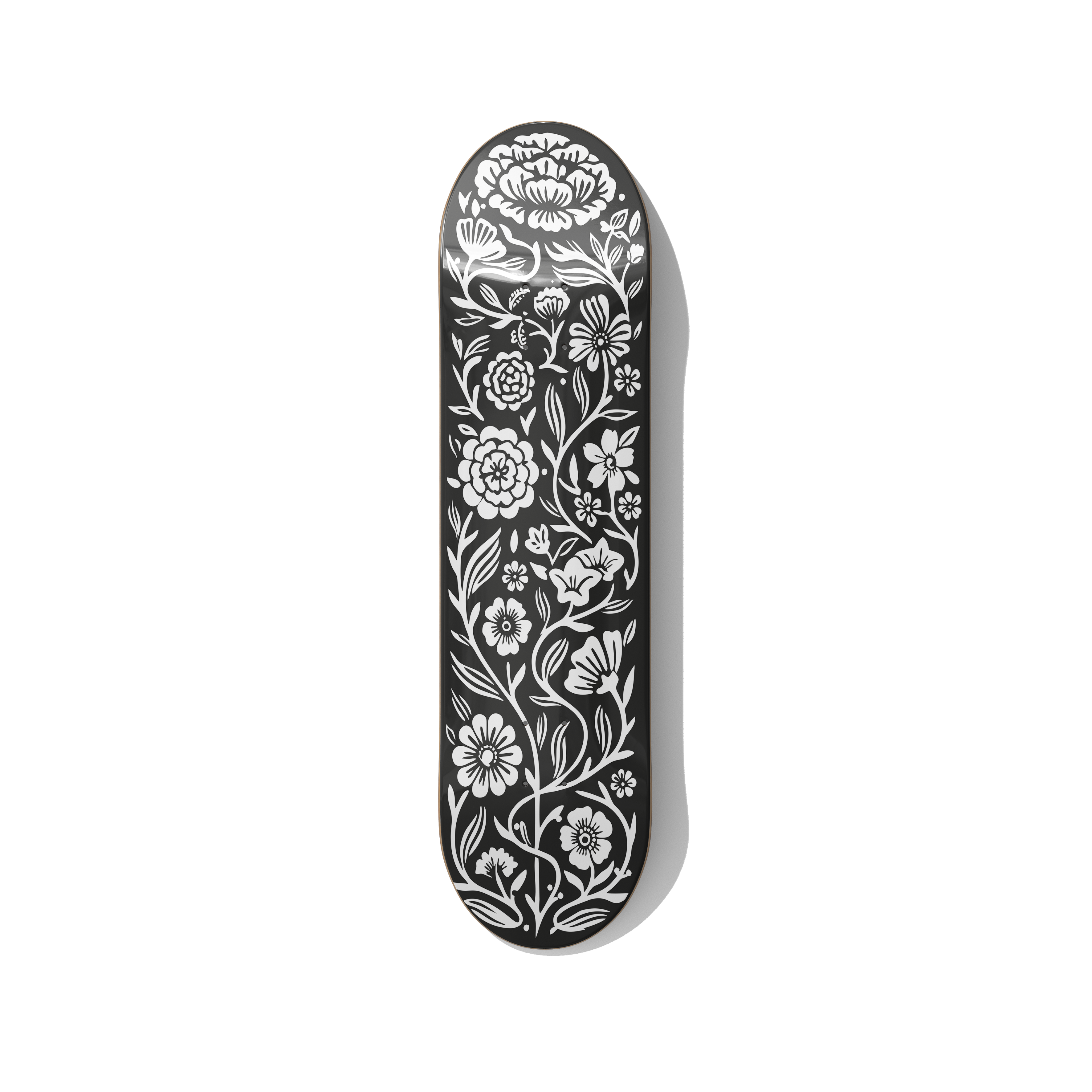 Skateboard Wall Art – Minimalist Floral Pattern 