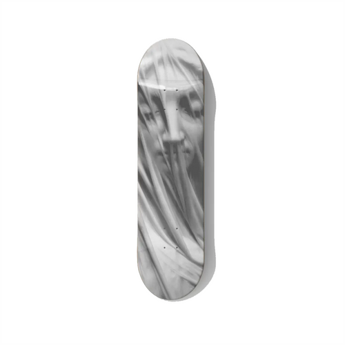 Giovanni Strazza Veiled Virgin – Neoclassical Marble Sculpture Skateboard Art - deckarts.com