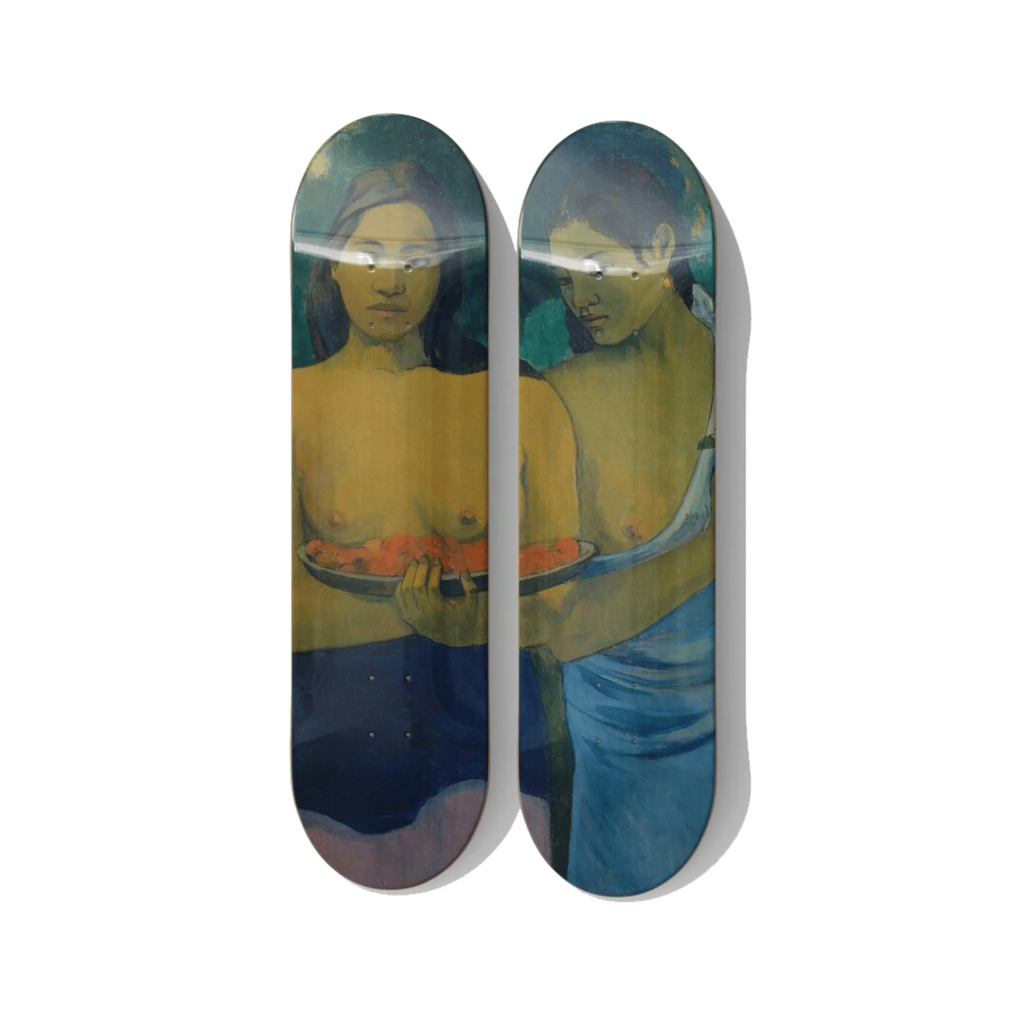 Paul Gauguin – Two Tahitian Women (1899) Skateboard Deck Diptych Wall Art – Premium Canadian Maple.