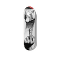 Duck You skateboard wall art by Stefano Borella featuring a black-and-white vulture-like bird raising its middle finger with a red accent