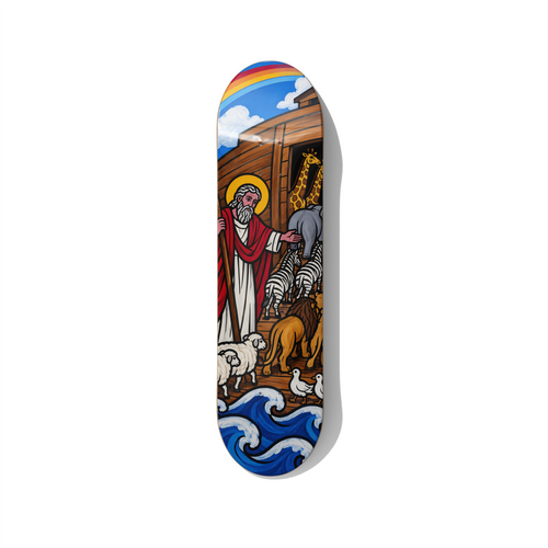 Noah's Ark biblical series skateboard wall art on premium Canadian maple deck