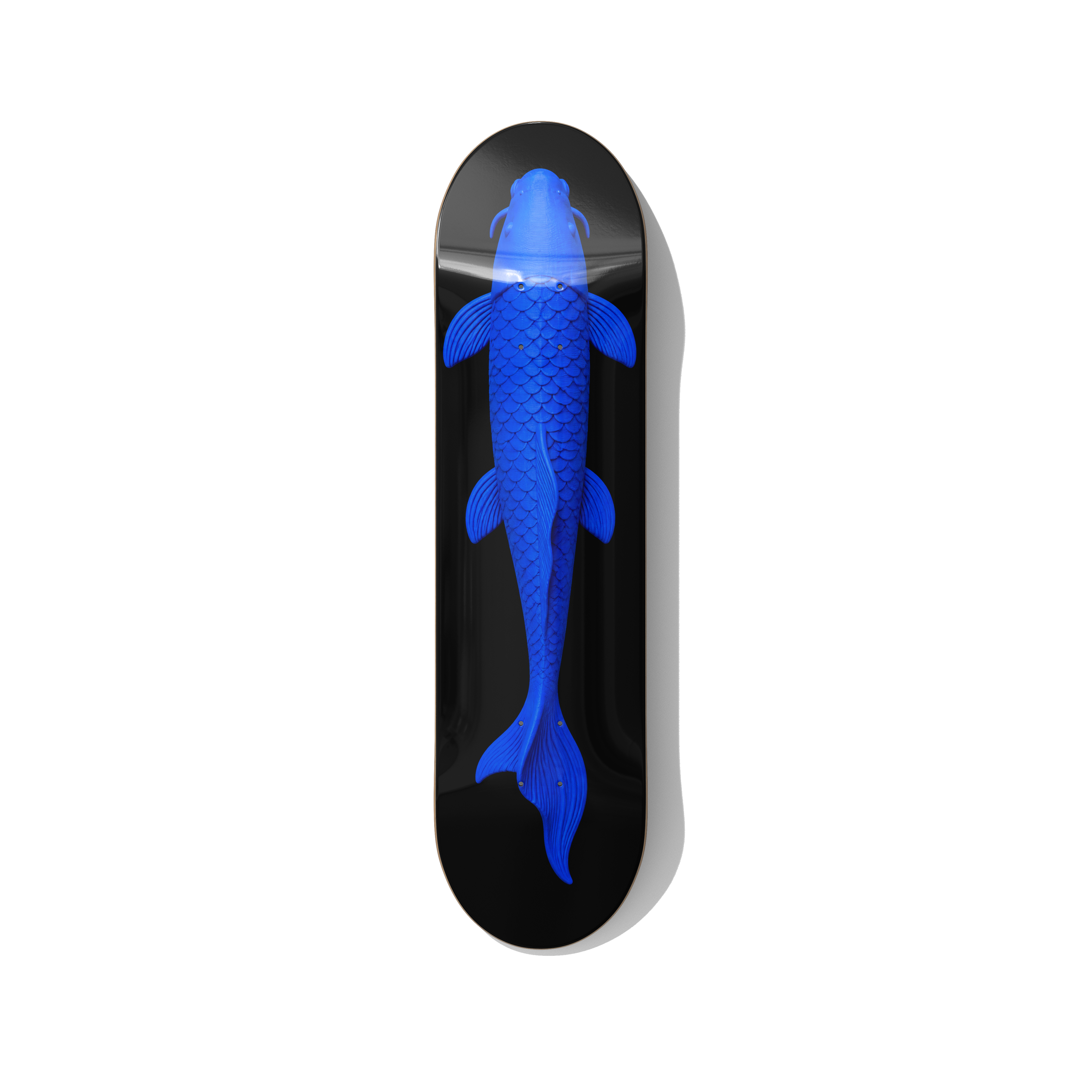 Blueprint koi fish blue skateboard wall art on premium Canadian maple deck